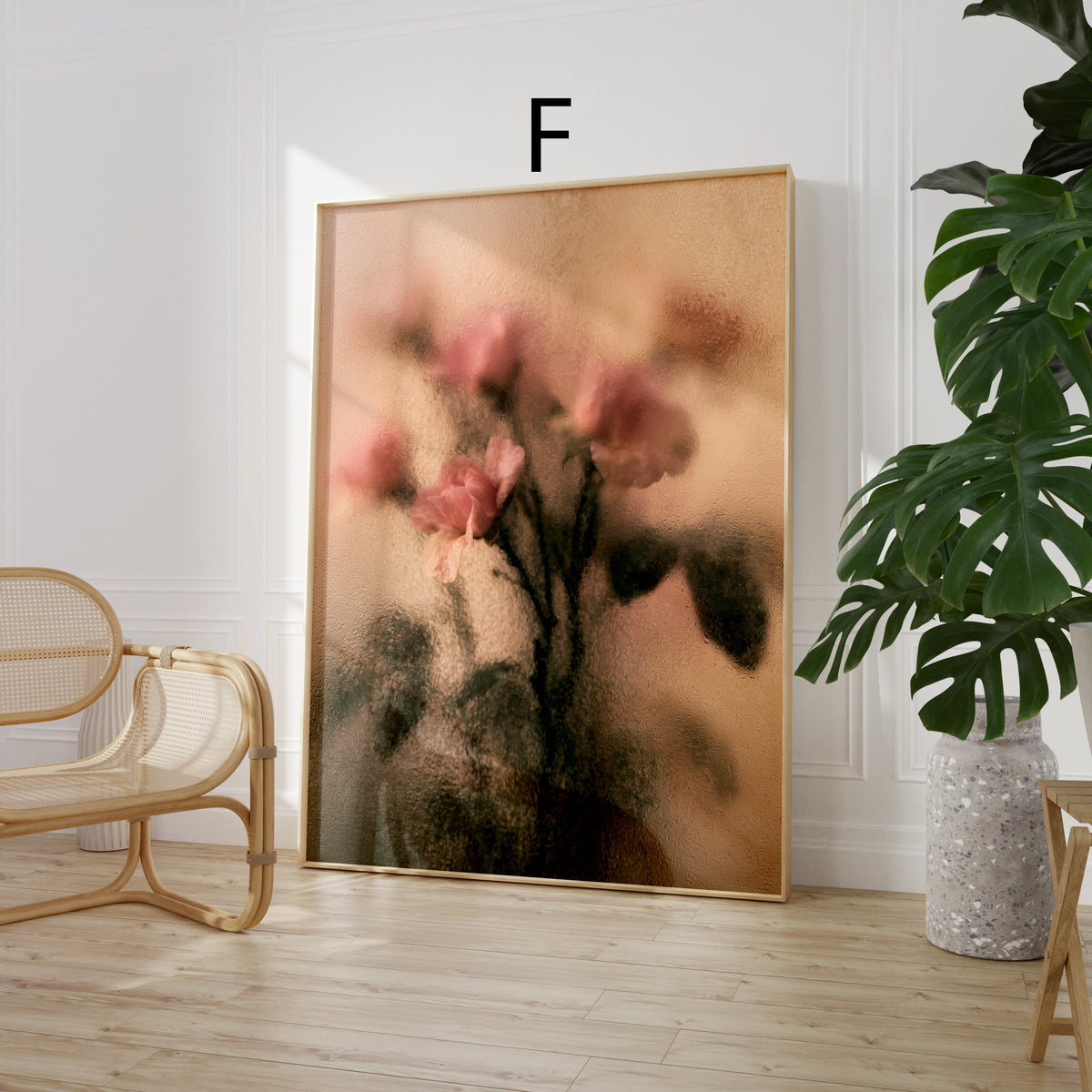 Blumen Poster · Geschenkidee · Ranunkeln Blumen beschlagenes Glas · Dekoprint ohne Rahmen