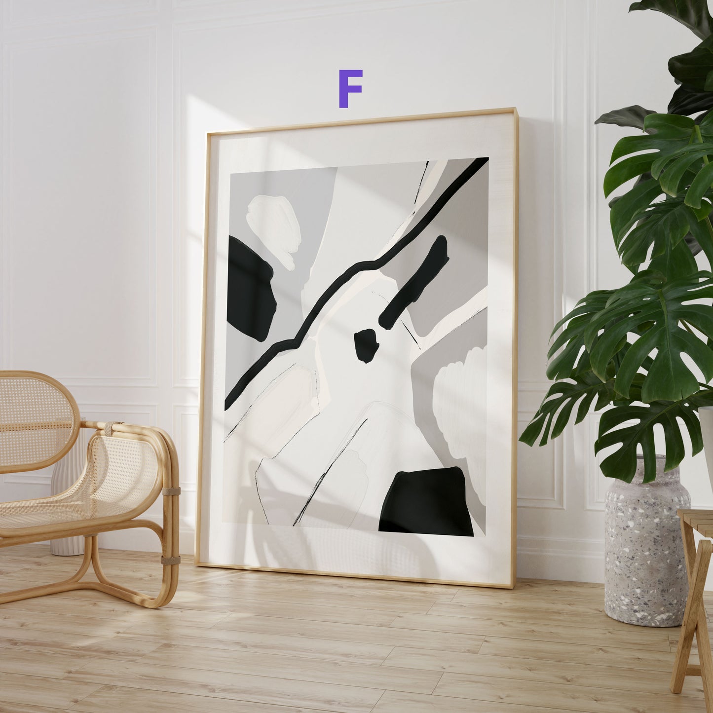 Abstrakte Linien Poster · Geschenkidee · Minimalistische Line Art in Beige und Schwarz · Dekoprint ohne Rahmen