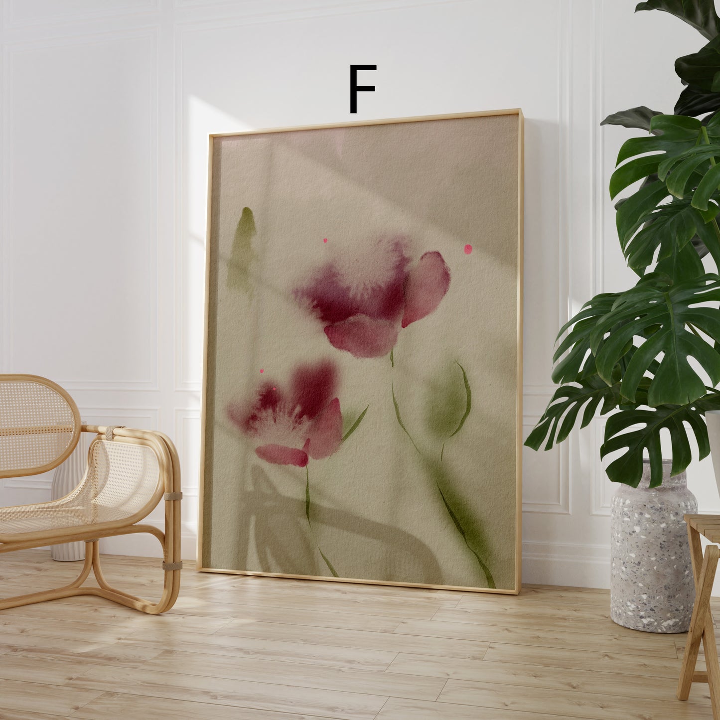 Blumen Poster · Retro Schachbrettmuster & moderne Kunst · Dekoprint ohne Rahmen