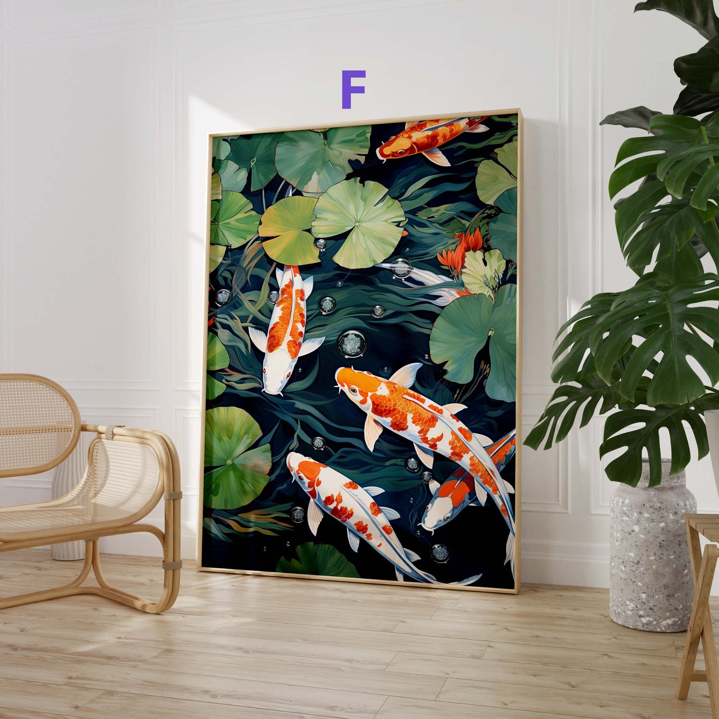 Japan Poster · Geschenkidee · Japanische Kunst Geisha Koi Drache und Fuji · Dekoprint ohne Rahmen