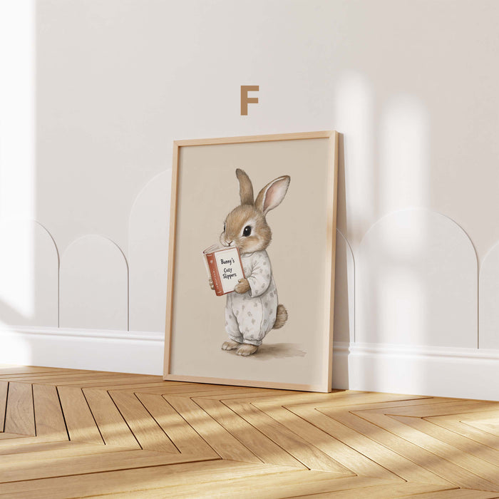 Häschen Poster mit Blumen und Kleidung für Kinderzimmer