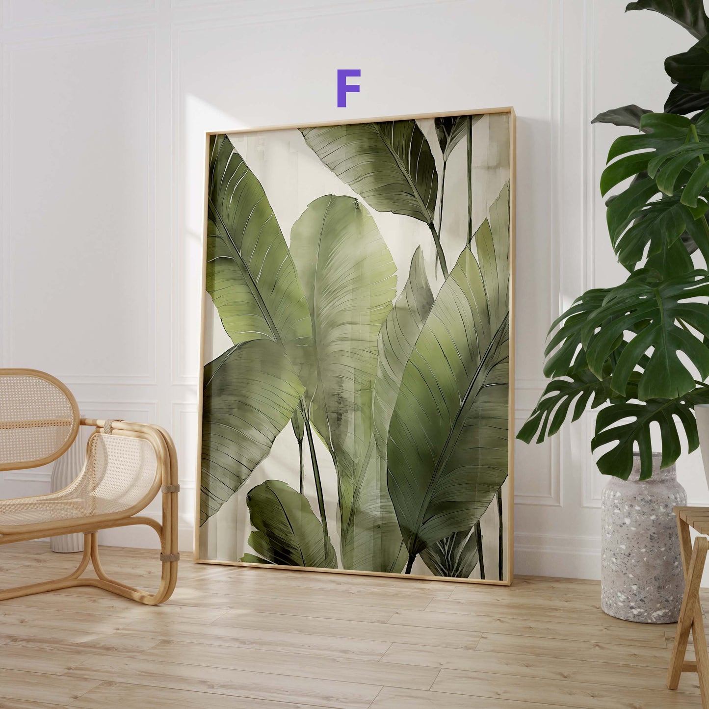 Safari Dschungel Poster · Geschenkidee · Faultier, Elefant und Tropische Pflanzen · Wohnzimmer Dekoprint ohne Rahmen