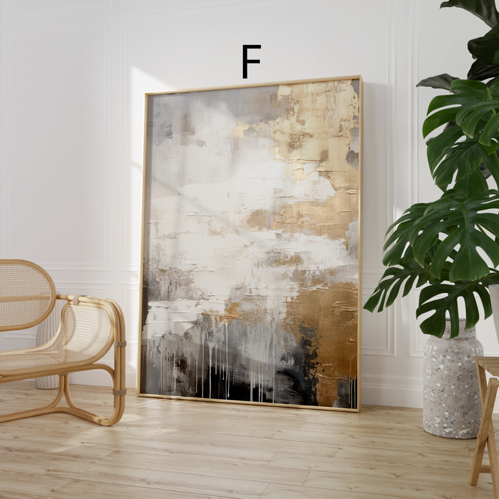 Abstraktes Marmor-Poster in Beige und Gold