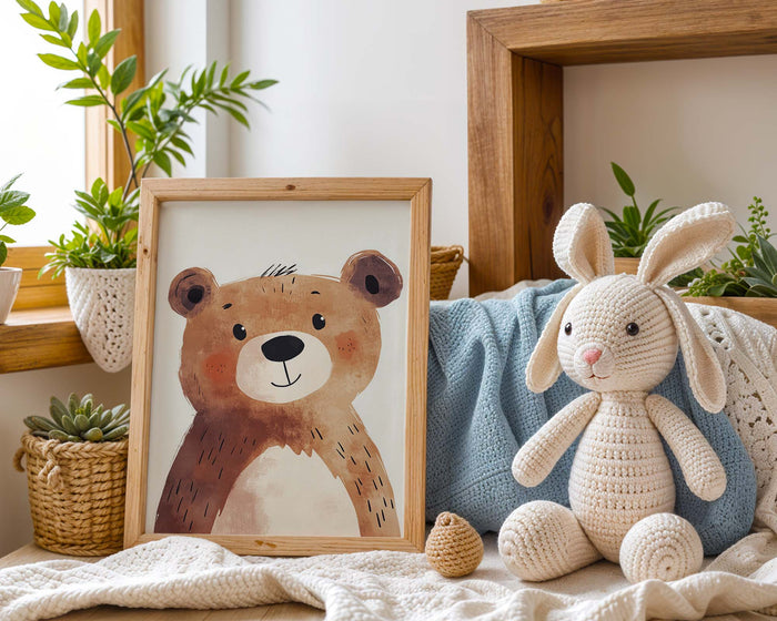 JUSTGOODMOOD Süße Tiere Wandbild – Premium Baumwoll-Canvas