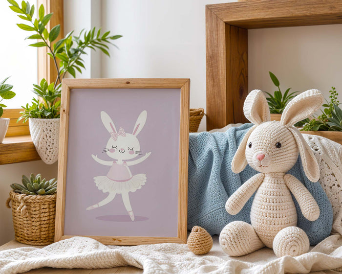 Niedliche Tierposter | Teddy, Hase & Giraffe für Kinderzimmer
