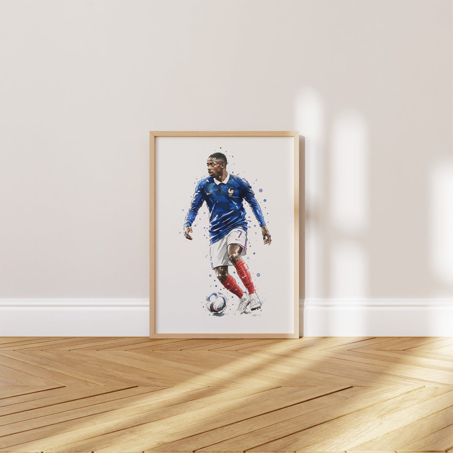 Frankreich Fußball Poster · Geschenkidee · Aquarell Sport Wandbild · Deko Print ohne Rahmen