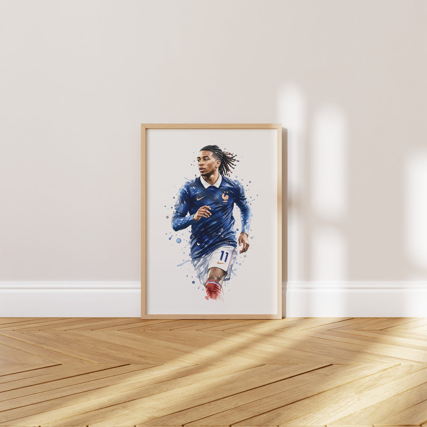 Frankreich Fußball Poster · Geschenkidee · Aquarell Sport Wandbild · Deko Print ohne Rahmen