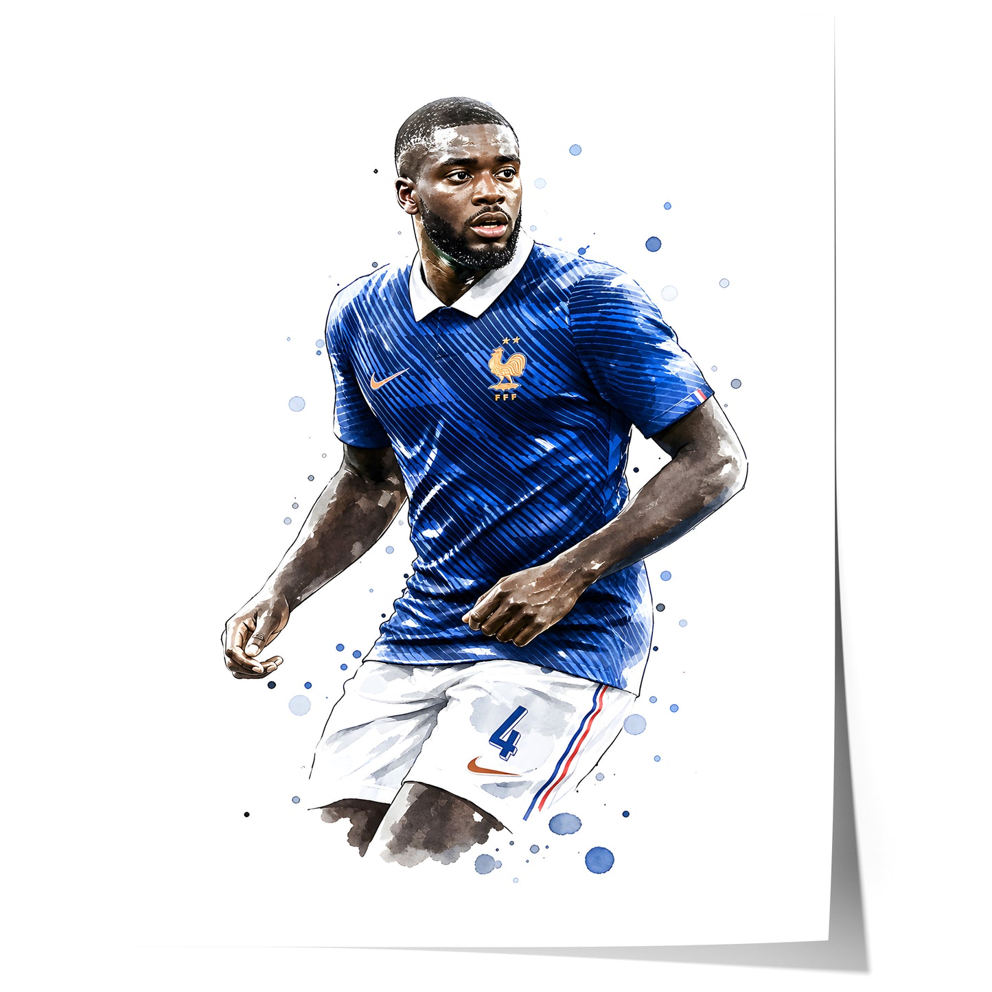 Frankreich Fußball Poster · Geschenkidee · Aquarell Sport Wandbild · Deko Print ohne Rahmen