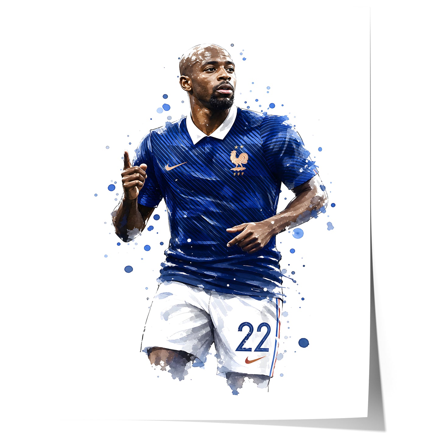 Frankreich Fußball Poster · Geschenkidee · Aquarell Sport Wandbild · Deko Print ohne Rahmen