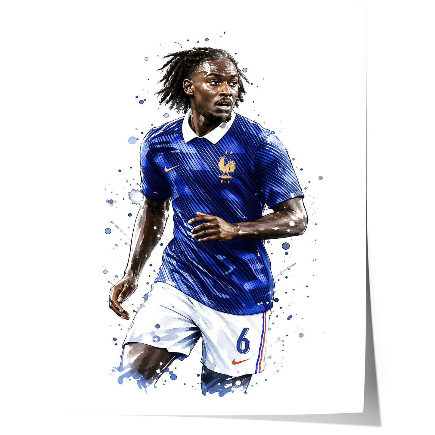 Fußball Poster Frankreich Spieler · Geschenkidee · Aquarell Sport Wandbild · Deko Print ohne Rahmen