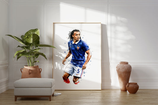 Fußball Poster Frankreich Spieler · Geschenkidee · Aquarell Sport Wandbild · Deko Print ohne Rahmen