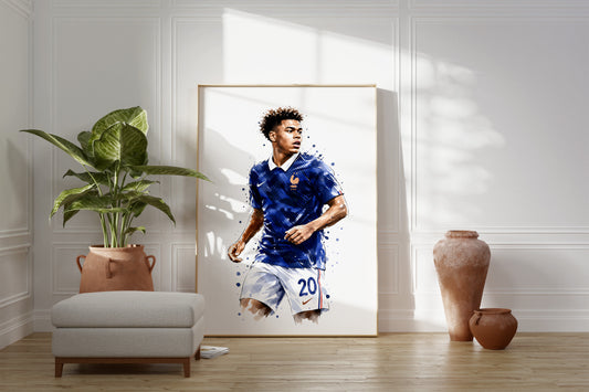 Fußball Poster Frankreich Spieler · Geschenkidee · Aquarell Sport Wandbild · Deko Print ohne Rahmen