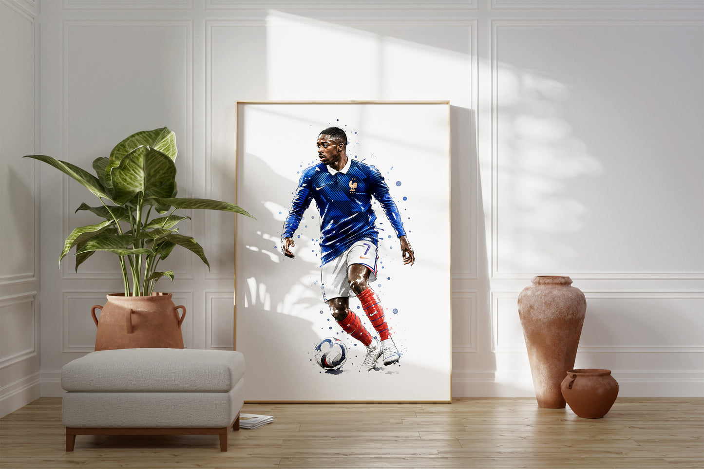 Frankreich Fußball Poster · Geschenkidee · Aquarell Sport Wandbild · Deko Print ohne Rahmen