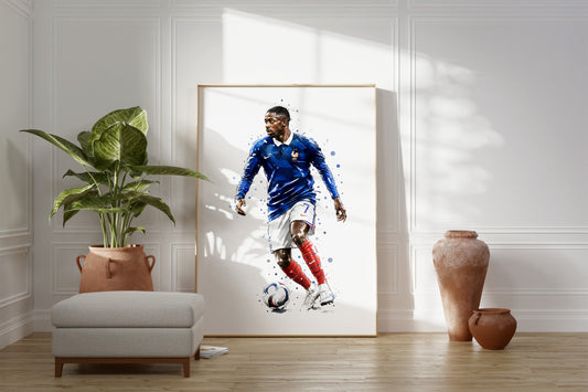 Fußball Poster Frankreich Spieler · Geschenkidee · Aquarell Sport Wandbild · Deko Print ohne Rahmen