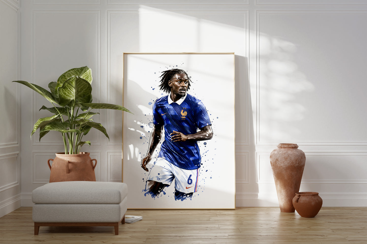 Fußball Poster Frankreich Spieler · Geschenkidee · Aquarell Sport Wandbild · Deko Print ohne Rahmen