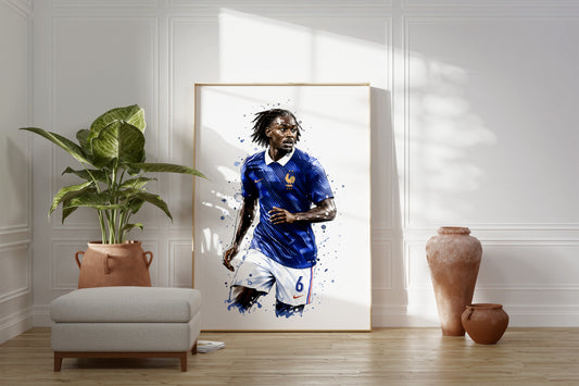 Fußball Poster Frankreich Spieler · Geschenkidee · Aquarell Sport Wandbild · Deko Print ohne Rahmen