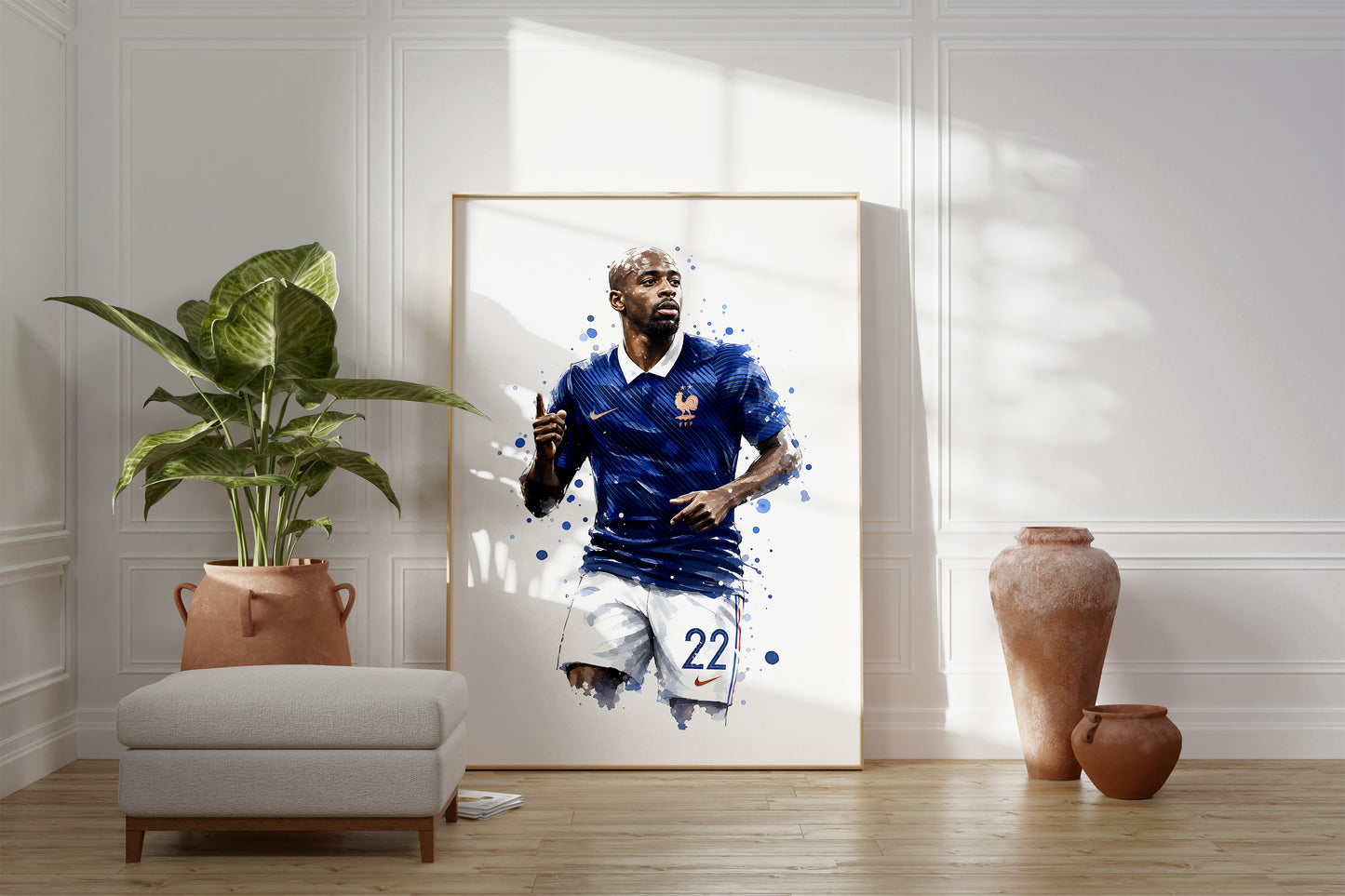 Frankreich Fußball Poster · Geschenkidee · Aquarell Sport Wandbild · Deko Print ohne Rahmen