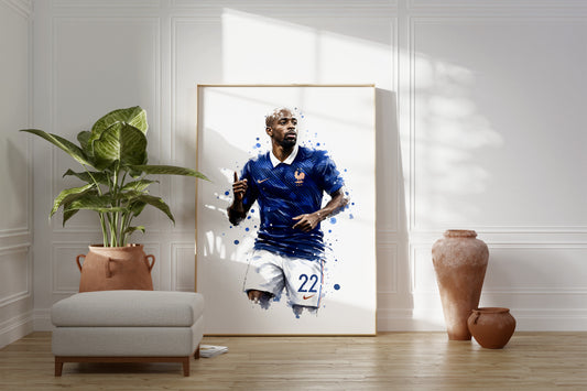 Fußball Poster Frankreich Spieler · Geschenkidee · Aquarell Sport Wandbild · Deko Print ohne Rahmen