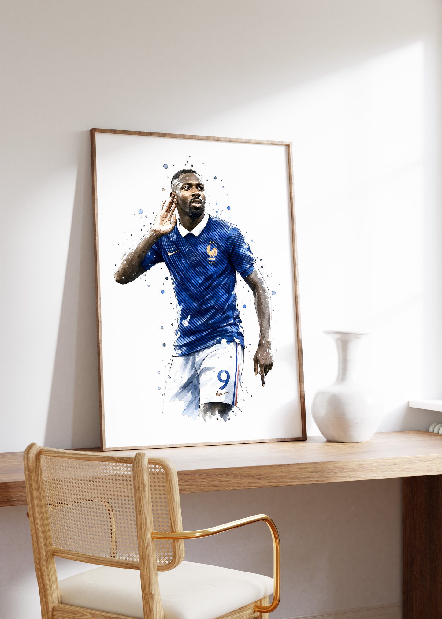 Fußball Poster Frankreich Spieler · Geschenkidee · Aquarell Sport Wandbild · Deko Print ohne Rahmen