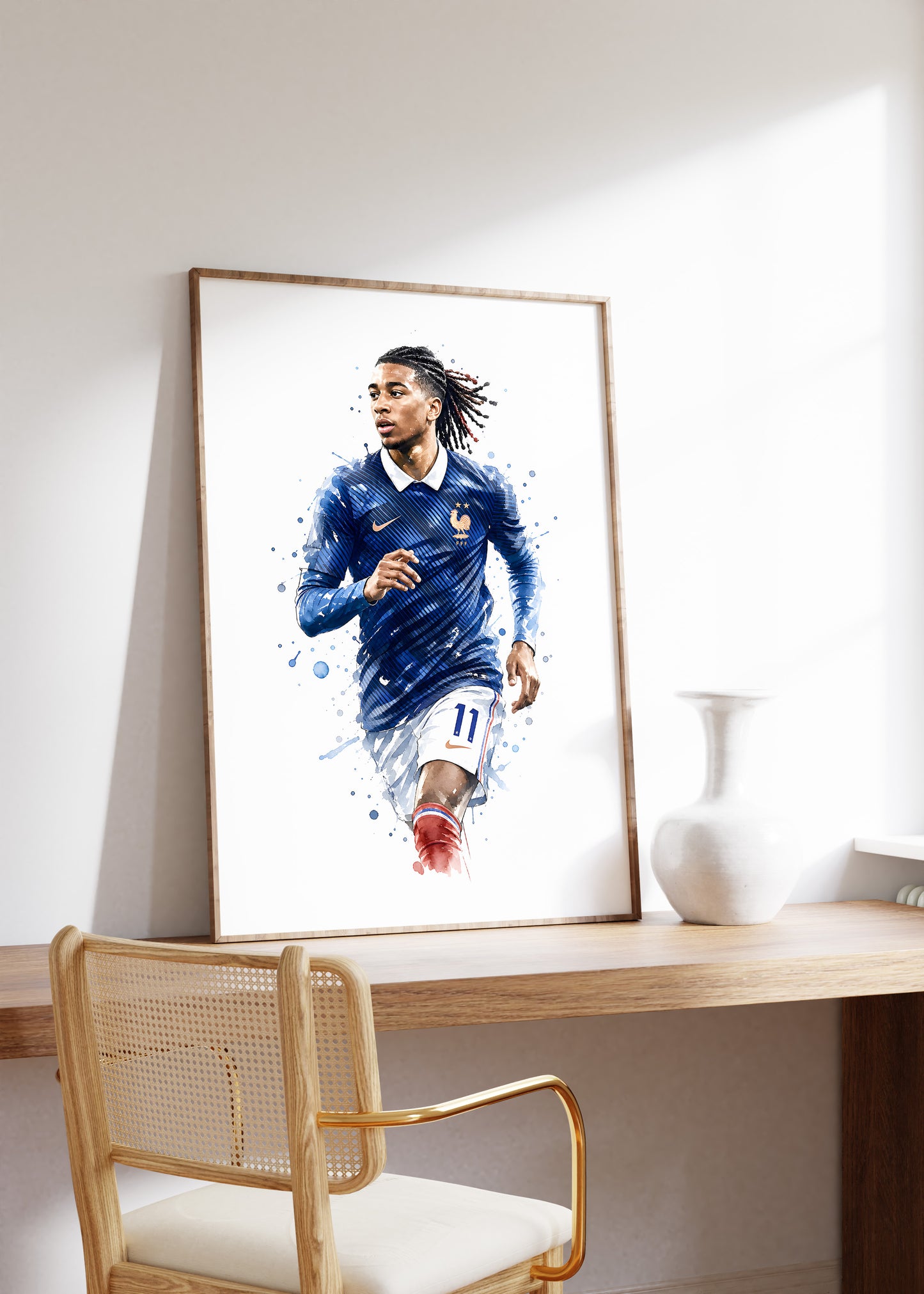 Frankreich Fußball Poster · Geschenkidee · Aquarell Sport Wandbild · Deko Print ohne Rahmen