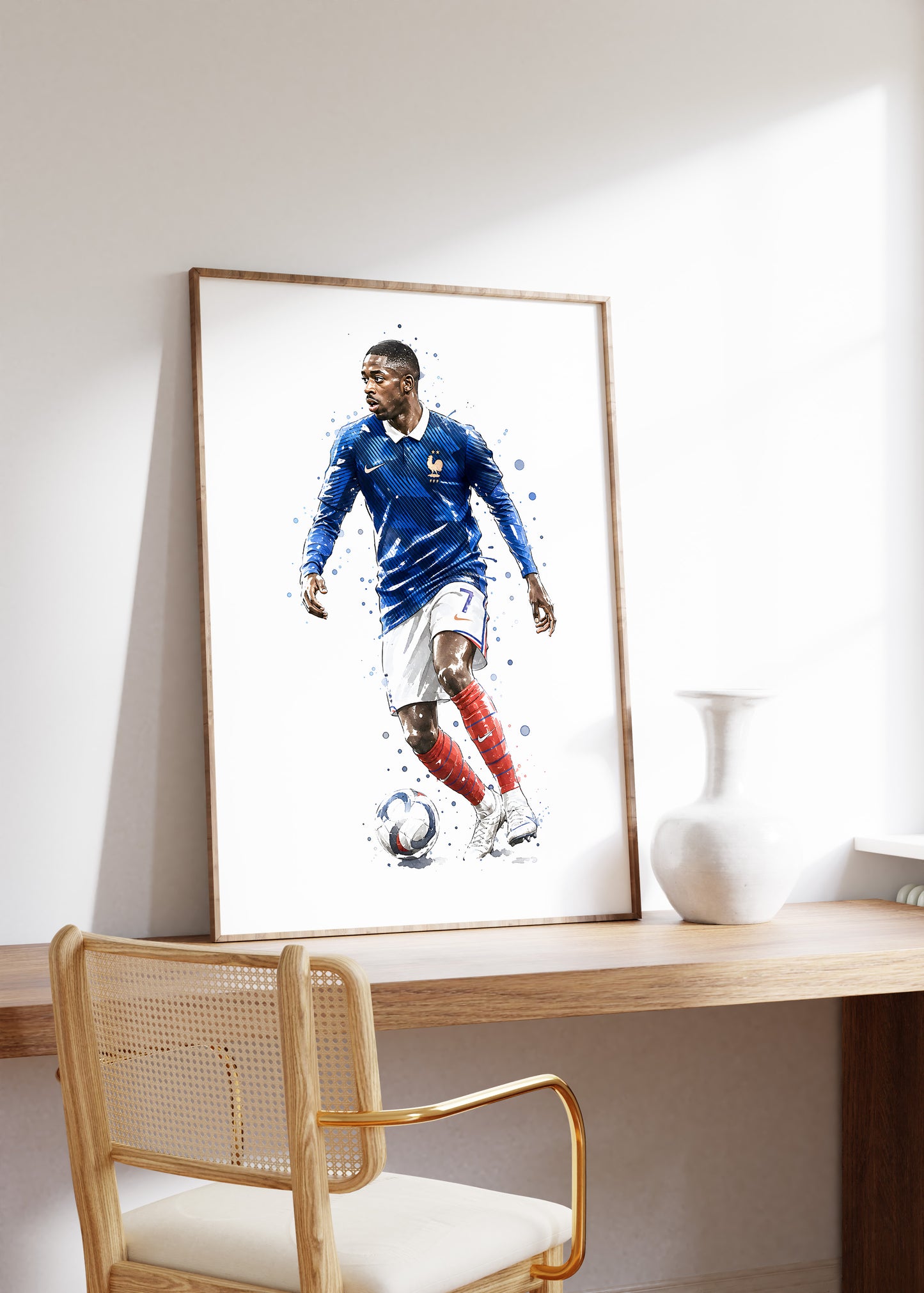 Frankreich Fußball Poster · Geschenkidee · Aquarell Sport Wandbild · Deko Print ohne Rahmen
