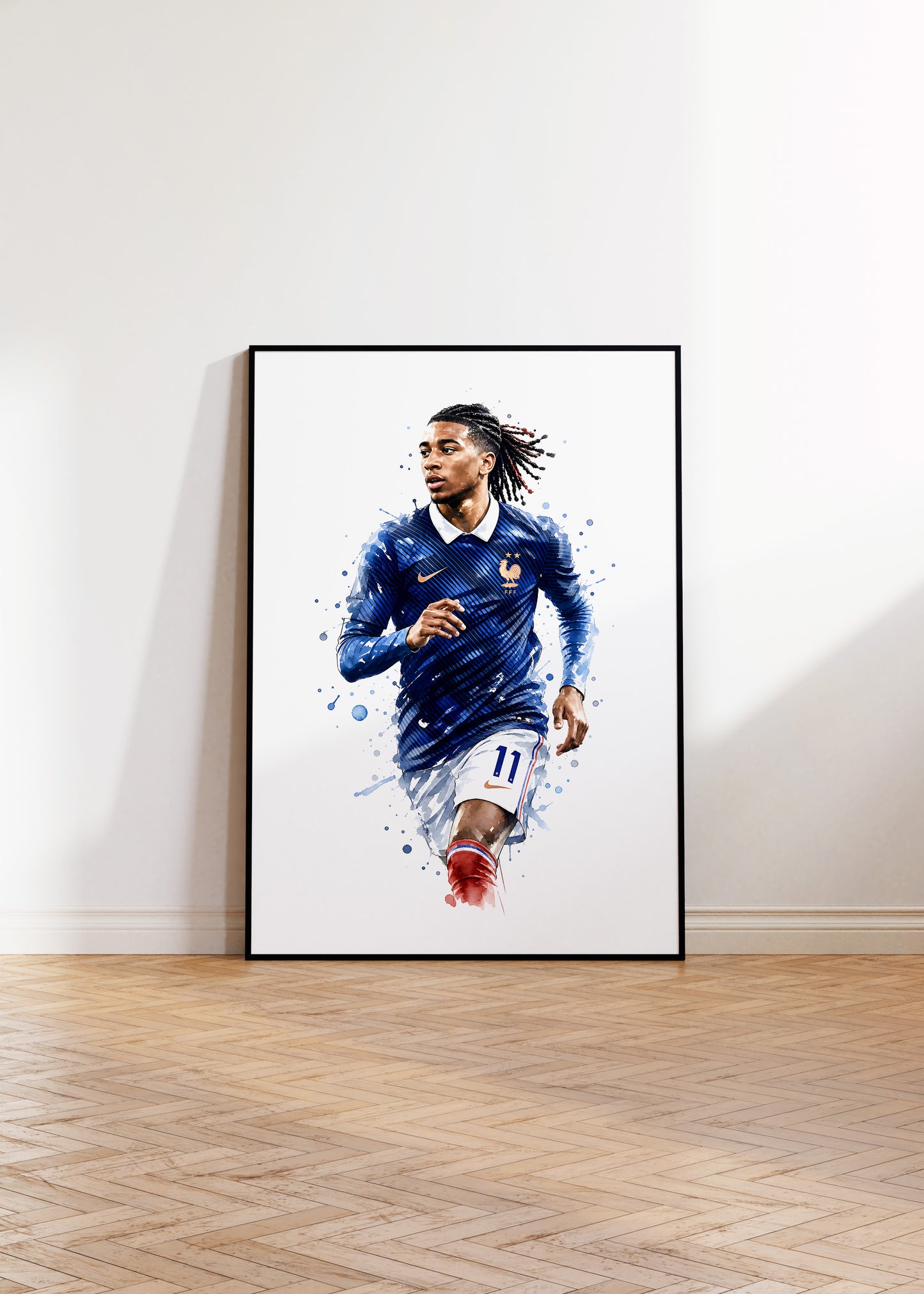 Frankreich Fußball Poster · Geschenkidee · Aquarell Sport Wandbild · Deko Print ohne Rahmen