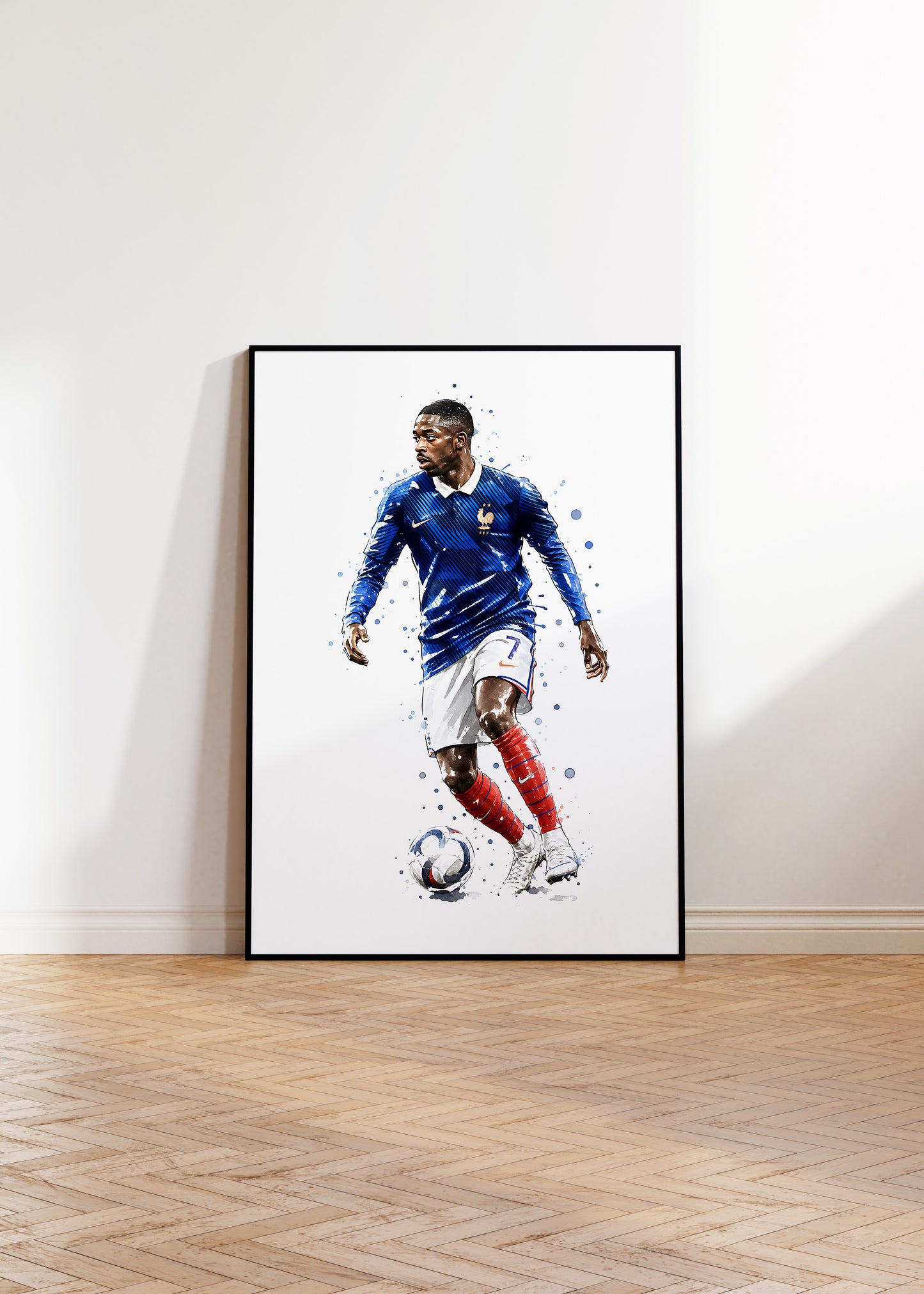 Frankreich Fußball Poster · Geschenkidee · Aquarell Sport Wandbild · Deko Print ohne Rahmen