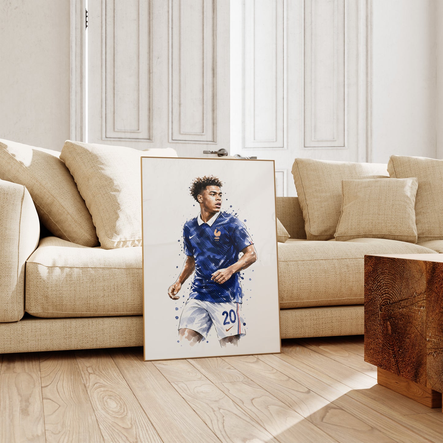 Frankreich Fußball Poster · Geschenkidee · Aquarell Sport Wandbild · Deko Print ohne Rahmen