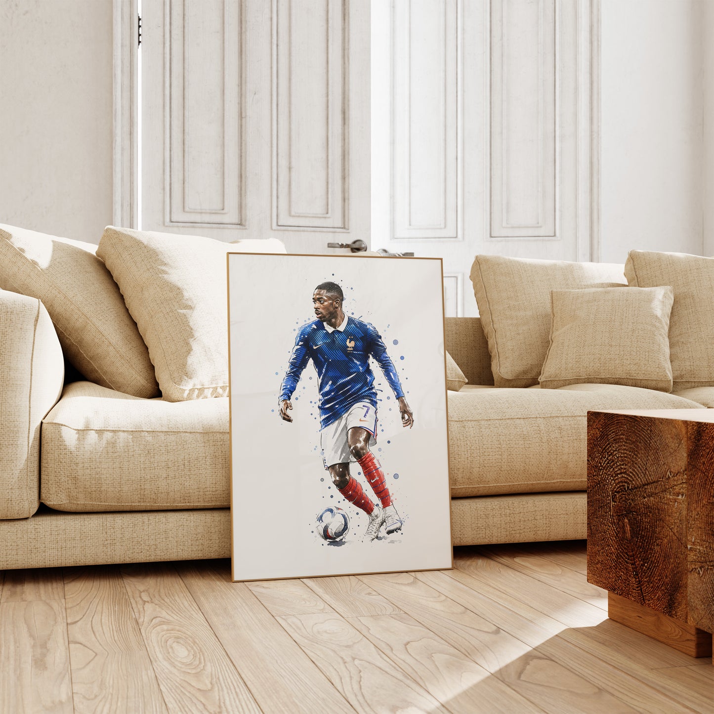 Frankreich Fußball Poster · Geschenkidee · Aquarell Sport Wandbild · Deko Print ohne Rahmen