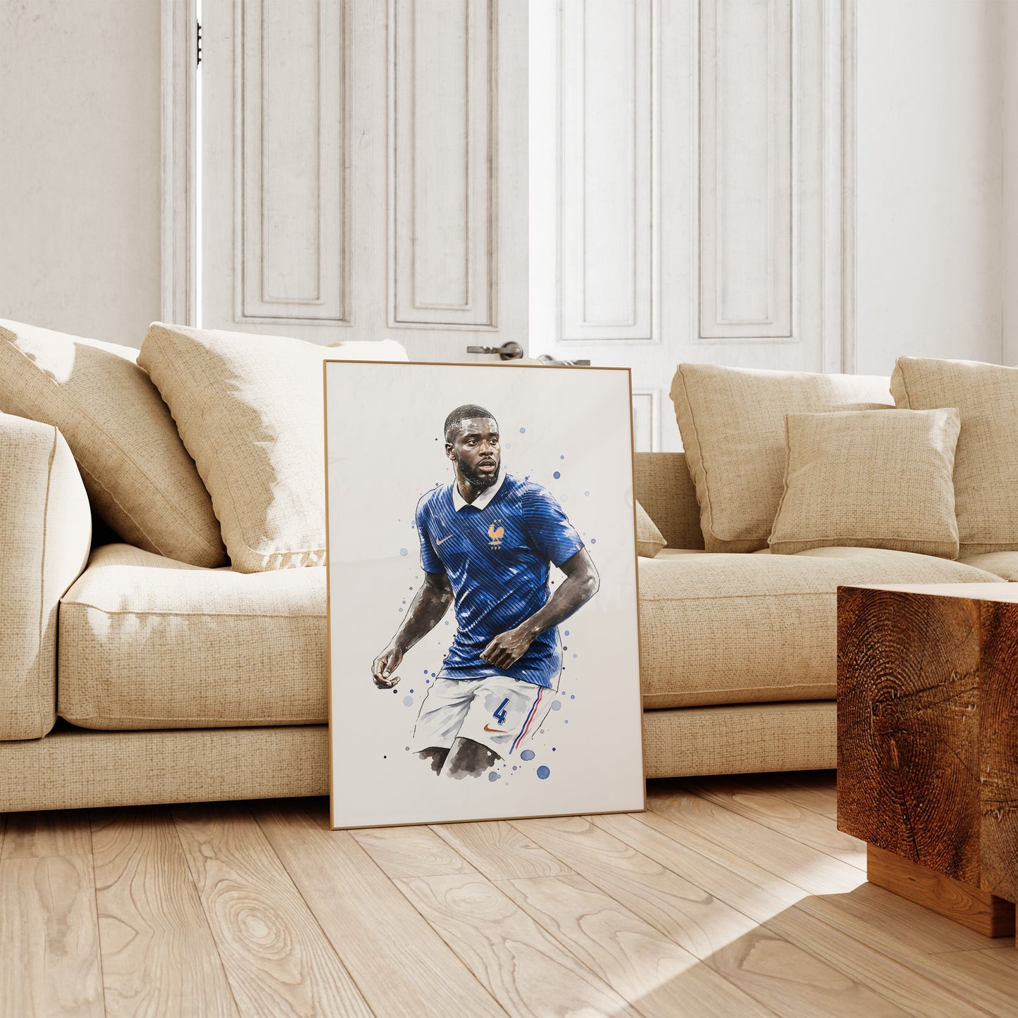 Frankreich Fußball Poster · Geschenkidee · Aquarell Sport Wandbild · Deko Print ohne Rahmen