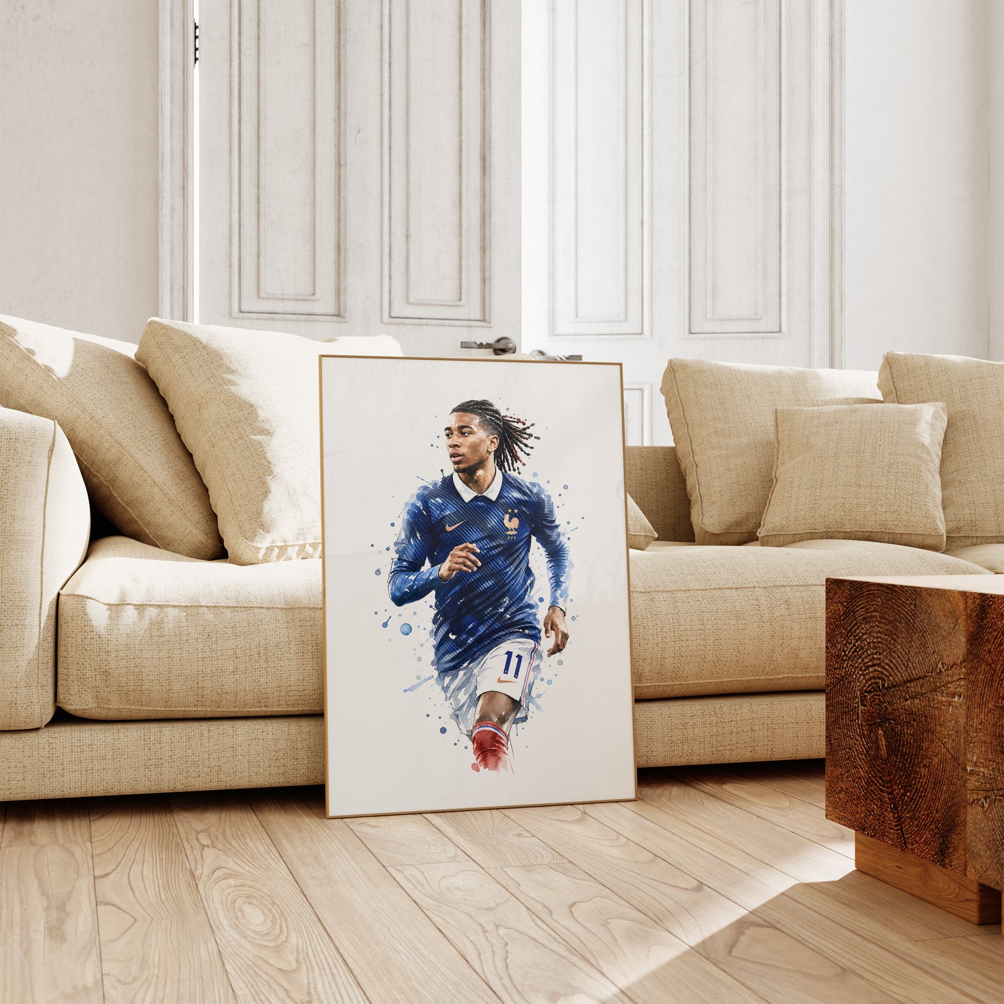 Frankreich Fußball Poster · Geschenkidee · Aquarell Sport Wandbild · Deko Print ohne Rahmen