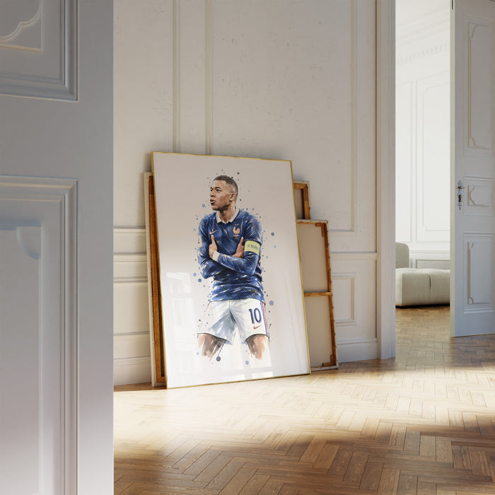 Frankreich Fußball Poster – Premium Baumwoll-Canvas
