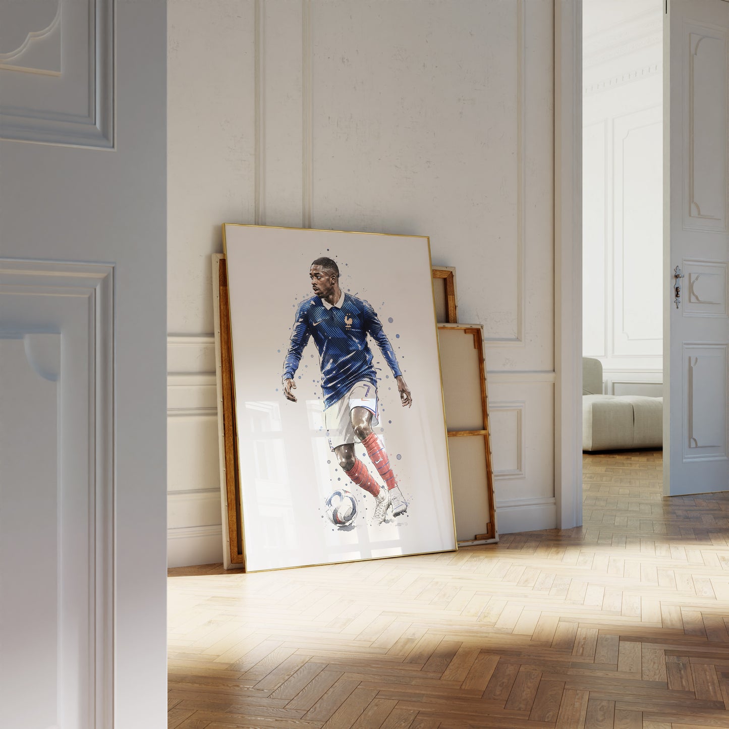 Frankreich Fußball Poster · Geschenkidee · Aquarell Sport Wandbild · Deko Print ohne Rahmen
