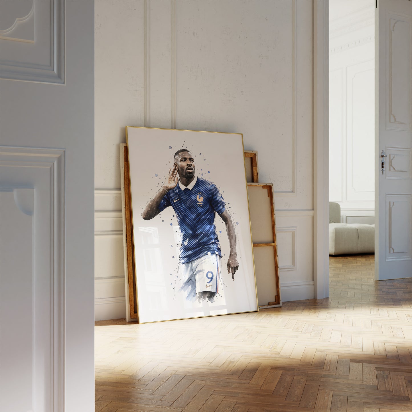 Fußball Poster Frankreich Spieler · Geschenkidee · Aquarell Sport Wandbild · Deko Print ohne Rahmen
