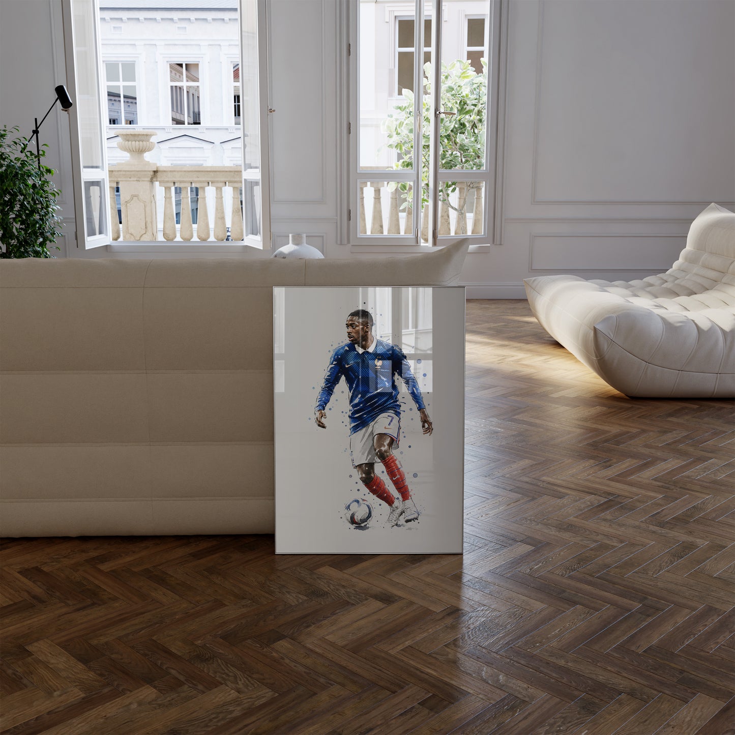 Frankreich Fußball Poster · Geschenkidee · Aquarell Sport Wandbild · Deko Print ohne Rahmen