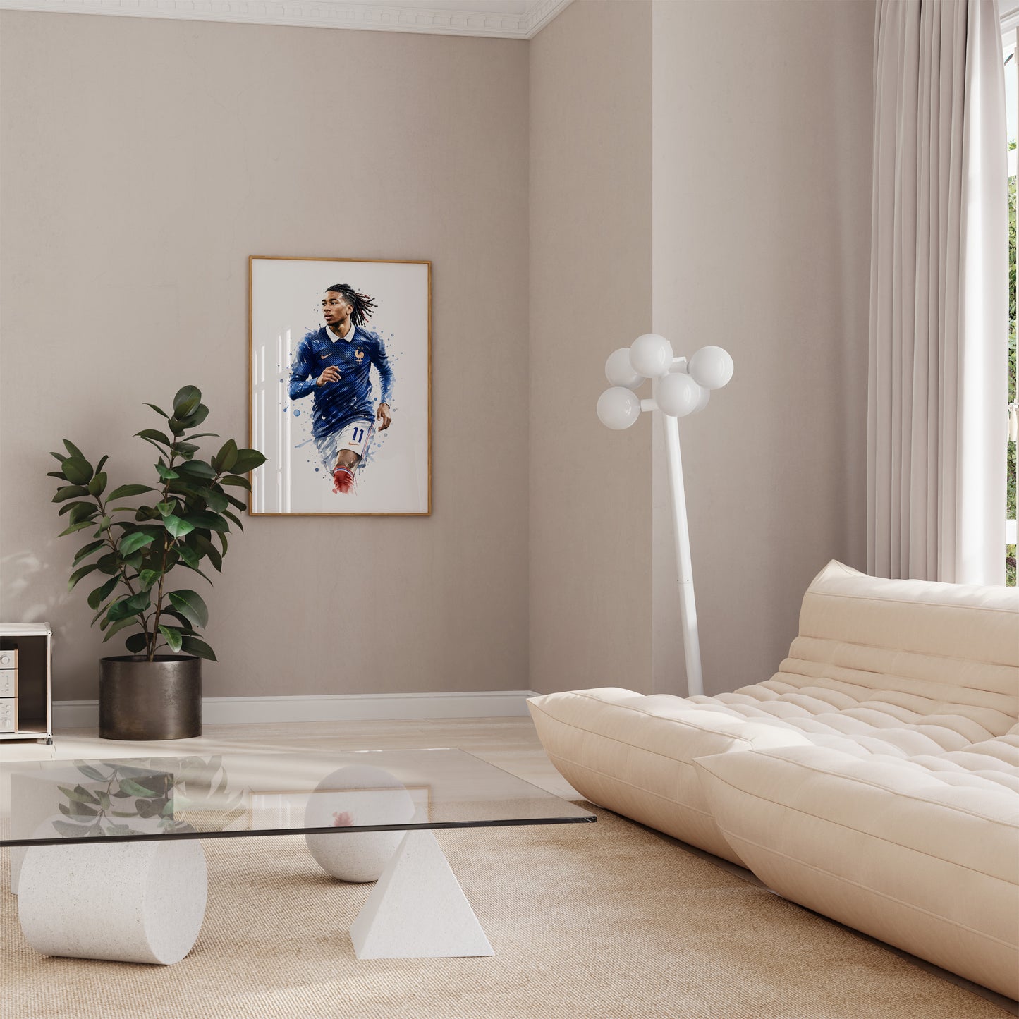 Frankreich Fußball Poster · Geschenkidee · Aquarell Sport Wandbild · Deko Print ohne Rahmen