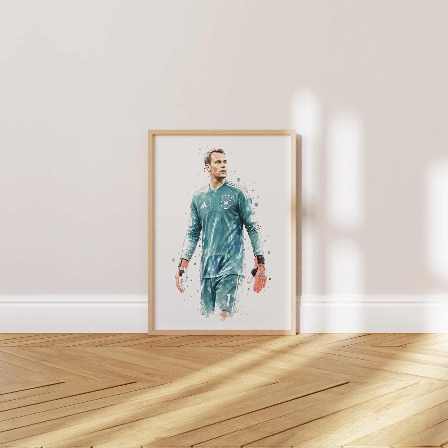 Fußball Poster Deutschland Spieler · Geschenkidee · Aquarell Sport Wandbild · Deko Print ohne Rahmen