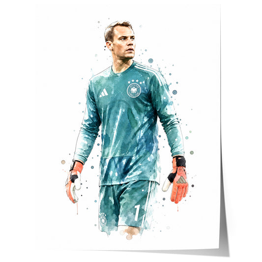Deutschland Fussball Poster · Geschenkidee · Aquarell Sport Wandbild · Deko Print ohne Rahmen