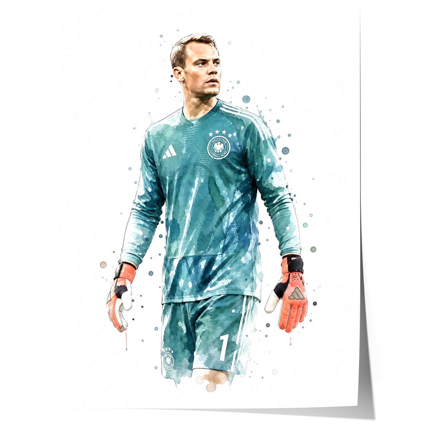 Fußball Poster Deutschland Spieler · Geschenkidee · Aquarell Sport Wandbild · Deko Print ohne Rahmen