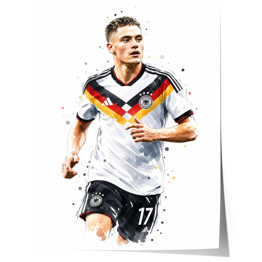 Deutschland Fussball Poster · Geschenkidee · Aquarell Sport Wandbild · Deko Print ohne Rahmen