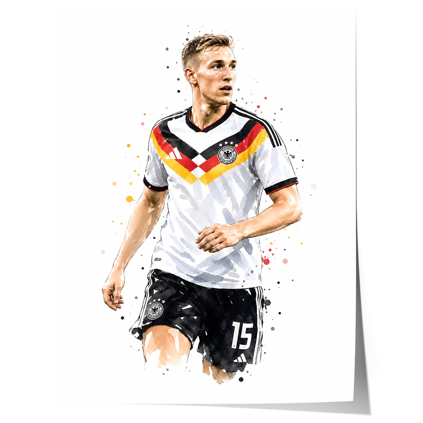 Fußball Poster Deutschland Spieler · Geschenkidee · Aquarell Sport Wandbild · Deko Print ohne Rahmen