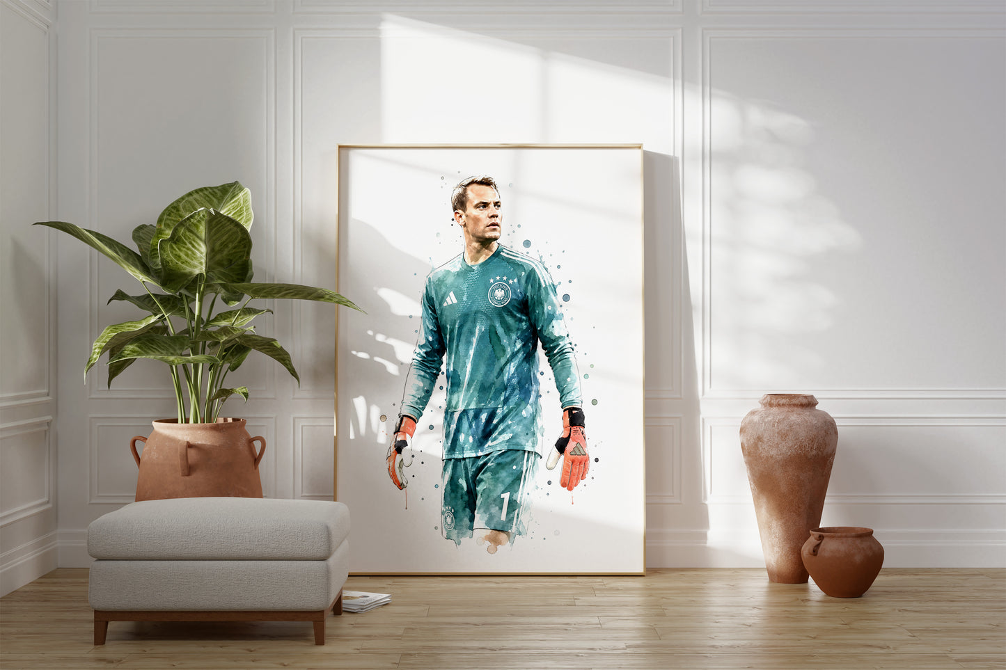 Fußball Poster Deutschland Spieler · Geschenkidee · Aquarell Sport Wandbild · Deko Print ohne Rahmen