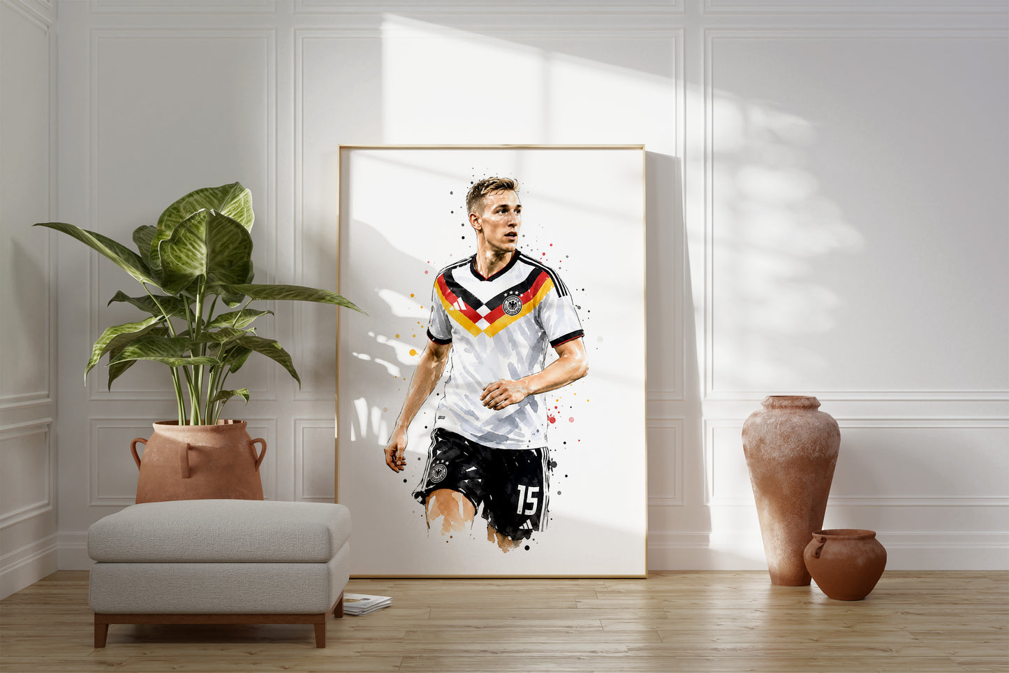 Fußball Poster Deutschland Spieler · Geschenkidee · Aquarell Sport Wandbild · Deko Print ohne Rahmen
