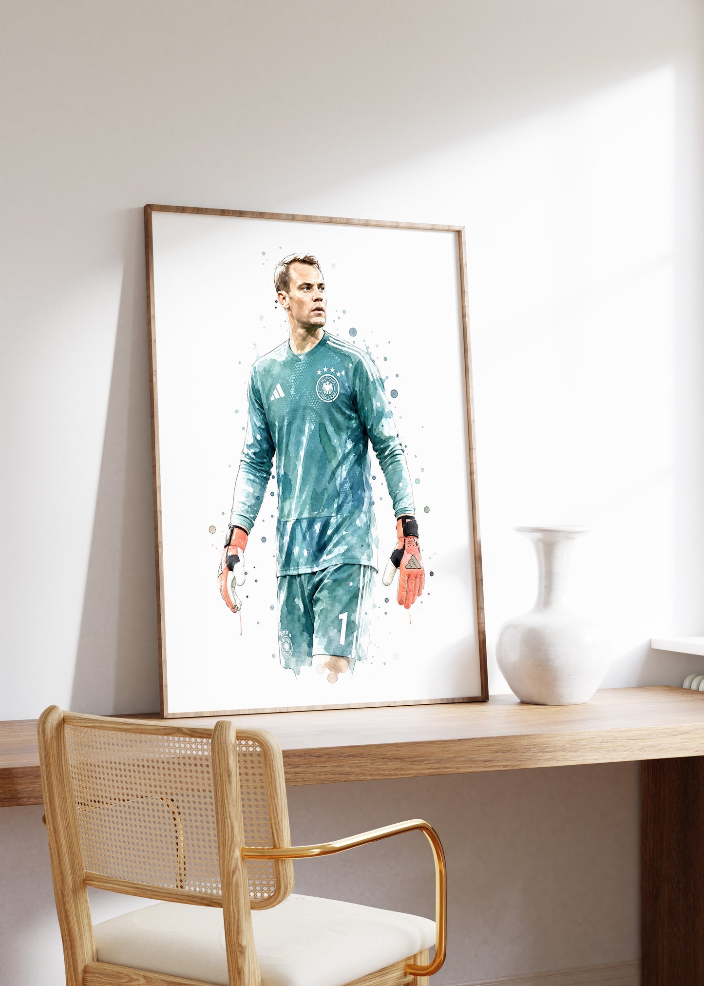Fußball Poster Deutschland Spieler · Geschenkidee · Aquarell Sport Wandbild · Deko Print ohne Rahmen