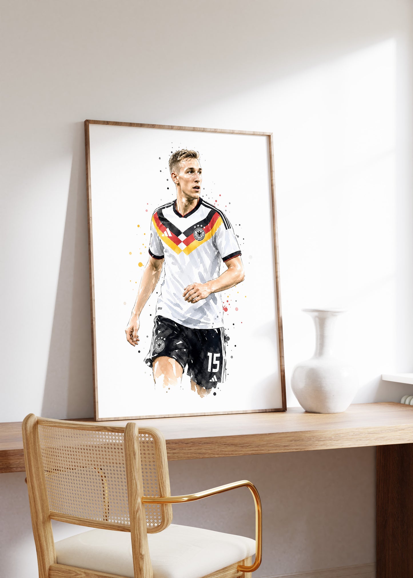 Fußball Poster Deutschland Spieler · Geschenkidee · Aquarell Sport Wandbild · Deko Print ohne Rahmen
