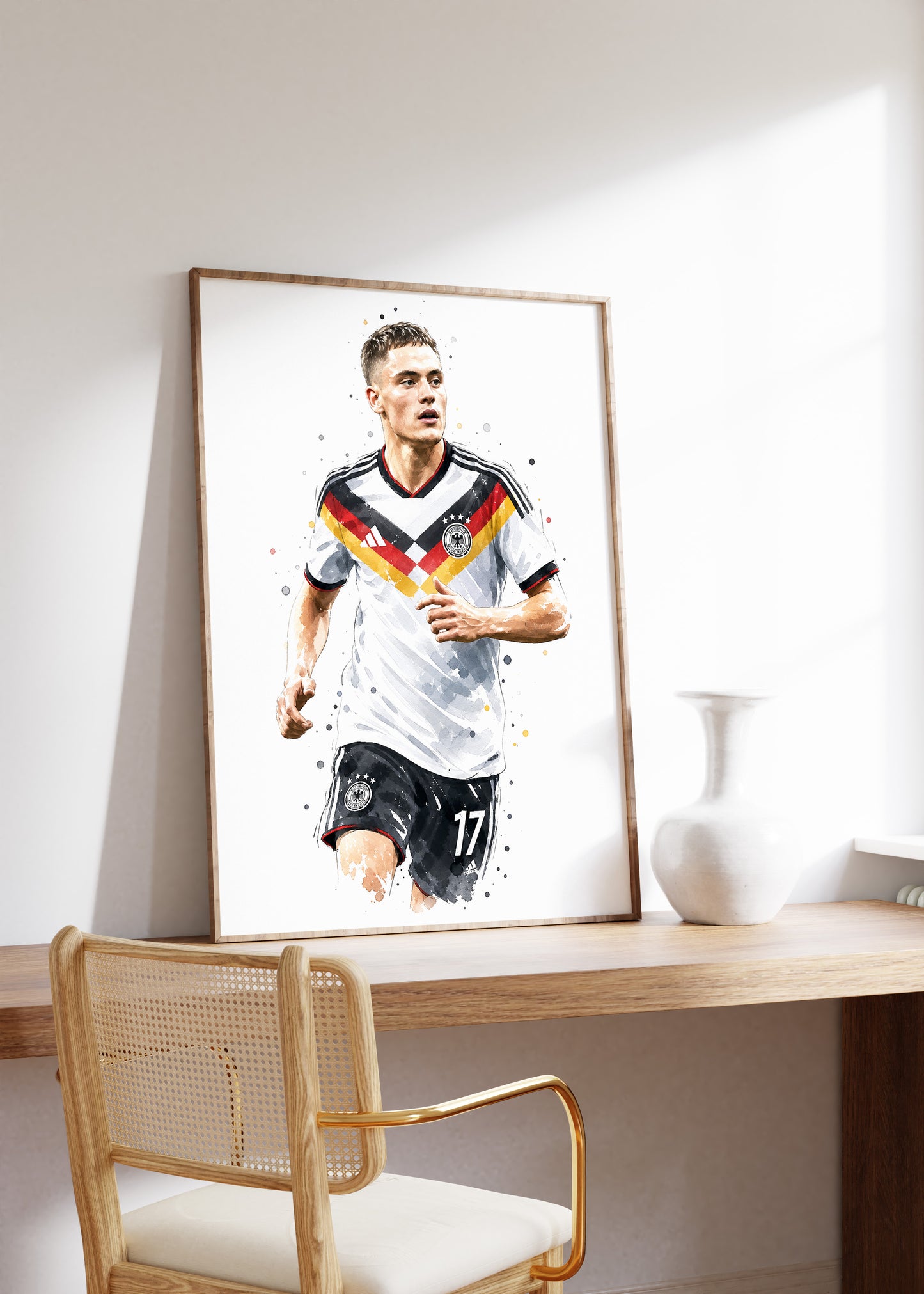 Fußball Poster Deutschland Spieler · Geschenkidee · Aquarell Sport Wandbild · Deko Print ohne Rahmen