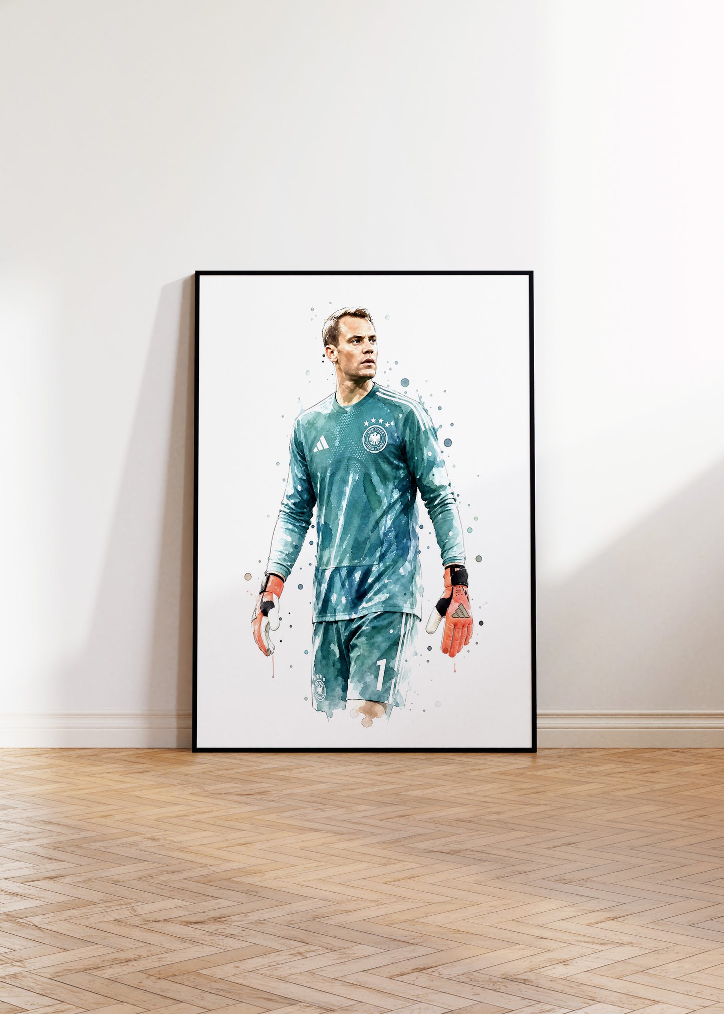 Fußball Poster Deutschland Spieler · Geschenkidee · Aquarell Sport Wandbild · Deko Print ohne Rahmen