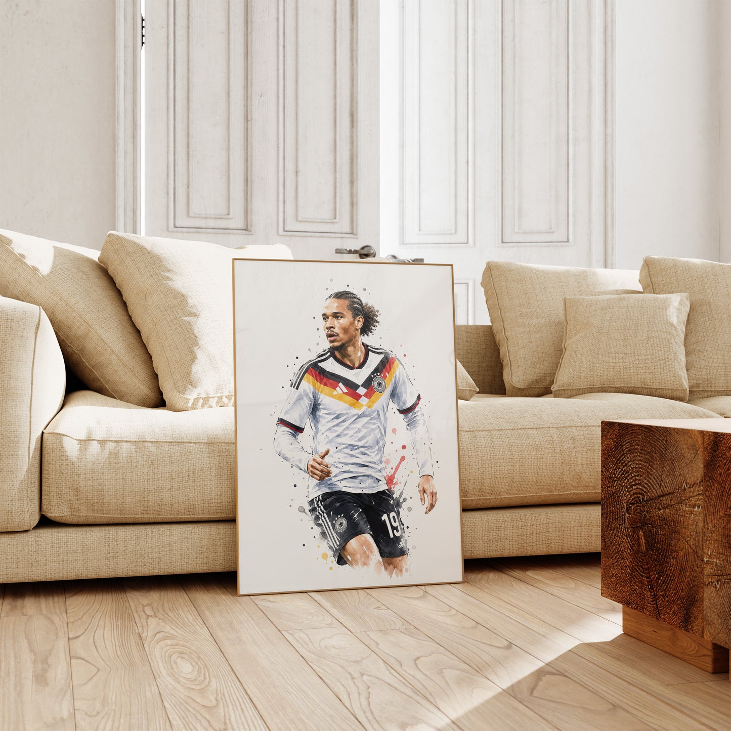 Fußball Poster Deutschland Spieler · Geschenkidee · Aquarell Sport Wandbild · Deko Print ohne Rahmen