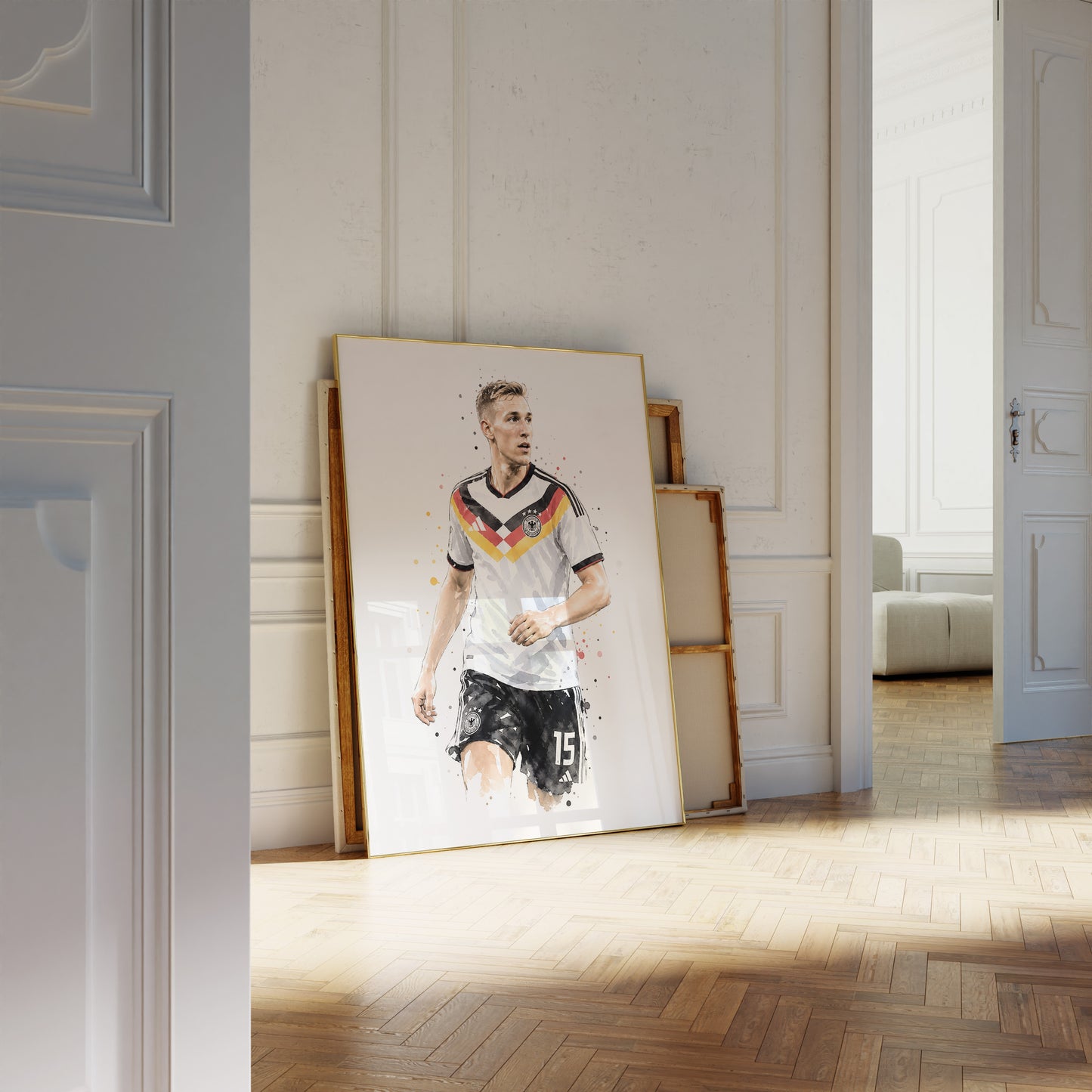 Fußball Poster Deutschland Spieler · Geschenkidee · Aquarell Sport Wandbild · Deko Print ohne Rahmen