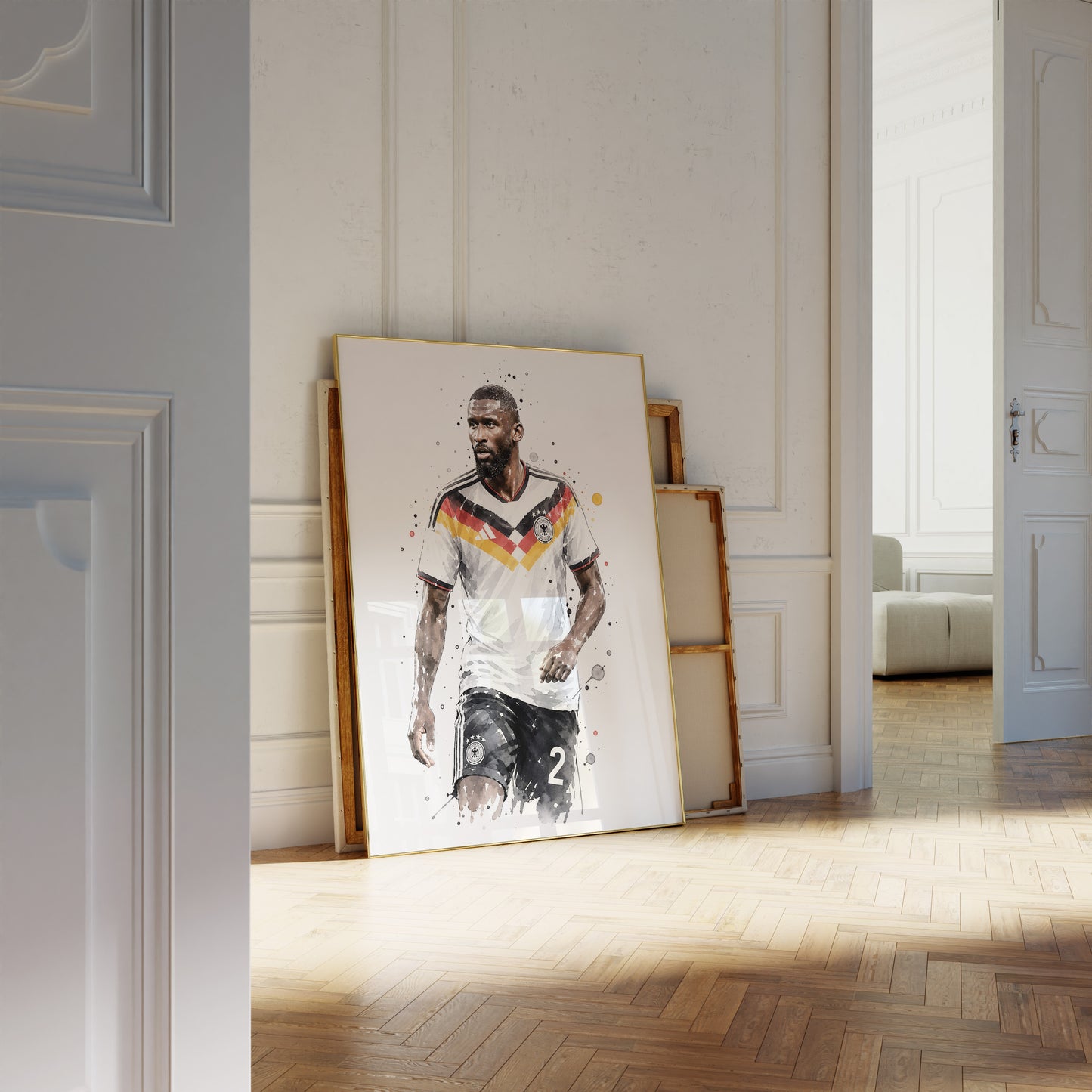 Fußball Poster Deutschland Spieler · Geschenkidee · Aquarell Sport Wandbild · Deko Print ohne Rahmen